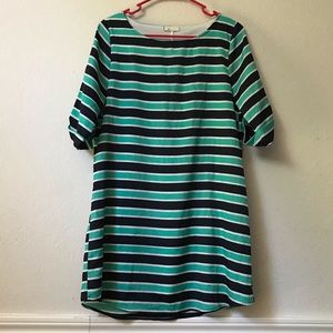 EVERLY Striped Short Tab Sleeve Shift Dress Medium